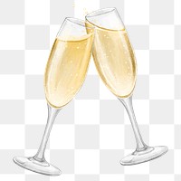 PNG Clinking champagne glasses, alcoholic drinks illustration, transparent background