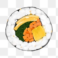 PNG Kimbap, Korean food illustration, transparent background