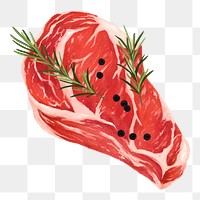 PNG Raw beef steak, butchery fresh meat illustration, transparent background