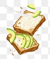 PNG Avocado toast, breakfast food illustration, transparent background