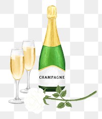 PNG Champagne drinks, alcoholic beverage illustration, transparent background