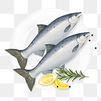 PNG Fresh salmon fish, seafood illustration, transparent background