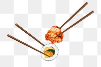 PNG Kimbap & Kimchi, Korean food illustration, transparent background