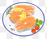 PNG Fresh salmon steak, seafood illustration, transparent background