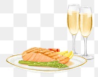 PNG Delicious salmon steak, seafood illustration, transparent background