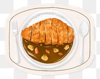 PNG Japanese curry with pork cutlets, food illustration, transparent background