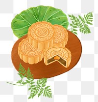 PNG Chinese Mooncake, dessert food illustration, transparent background