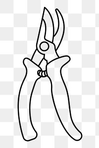 Pruning shears png line art, transparent background