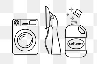 Laundry set png line art, transparent background