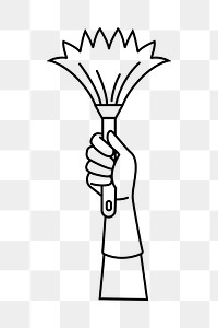 Feather duster png line art, transparent background