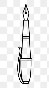 Fountain pen png line art, transparent background