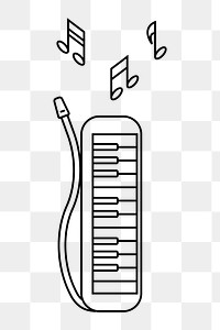 Melodica png line art, transparent background