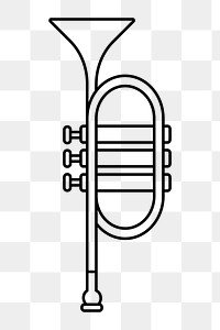 Trumpet png line art, transparent background