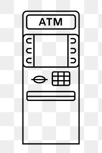 ATM machine png line art, transparent background