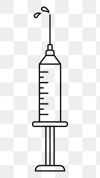 Syringe png line art, transparent background