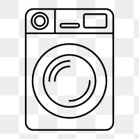 Washing machine png line art, transparent background