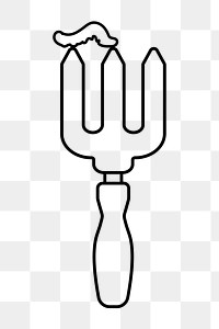 Hand fork png line art, transparent background