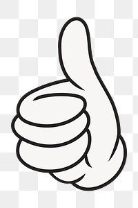 Cartoon thumbs up hand png, gesture line art illustration, transparent background