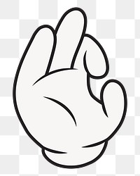 Cartoon okay hand png, gesture line art illustration, transparent background