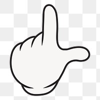 Cartoon L hand png, gesture line art illustration, transparent background