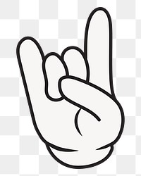 Cartoon rock hand png, gesture line art illustration, transparent background