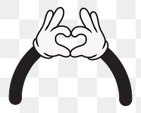 Cartoon heart hands png, gesture line art illustration, transparent background