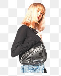 Fashionable blonde woman png, transparent background