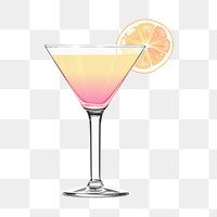 Sunset cocktail png, alcoholic beverage, transparent background