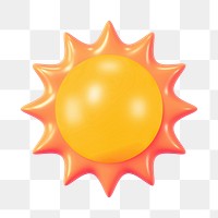 3D sun png, weather graphic, transparent background