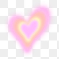 Pink heart png, glowing aura design, transparent background