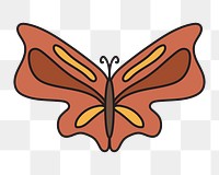 Brown butterfly png, retro illustration, transparent background