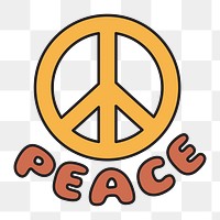 Peace png retro typography, transparent background