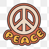 Peace png retro typography, transparent background