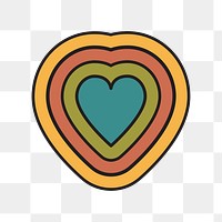 Groovy heart png, love illustration, transparent background