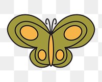 Green butterfly png, retro illustration, transparent background