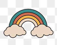 Rainbow cloud png, retro illustration, transparent background