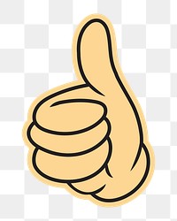 Cartoon thumbs up hand png, gesture line art illustration, transparent background