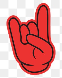 Cartoon rock hand sign png, gesture line art illustration, transparent background