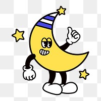 Thumbs up moon png, cartoon character illustration, transparent background