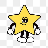 Smiling star png, cartoon character illustration, transparent background