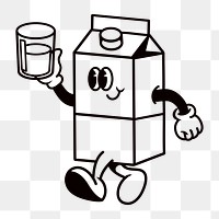 Retro milk carton png, cartoon illustration, transparent background