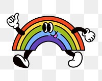 Smiling rainbow png, weather cartoon character illustration, transparent background