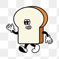 Retro bread slice png, cartoon illustration, transparent background