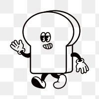 Retro bread slice png, cartoon illustration, transparent background