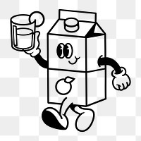 Retro orange juice carton png, cartoon illustration, transparent background