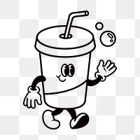 Retro soda cup  png, cartoon illustration, transparent background