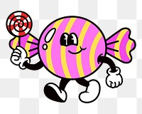 Retro candy png, cartoon illustration, transparent background