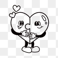 Jigsaw heart cartoon png, love illustration, transparent background