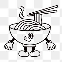 Retro ramen noodle png, cartoon illustration, transparent background