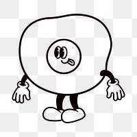 Retro fried egg png, cartoon illustration, transparent background